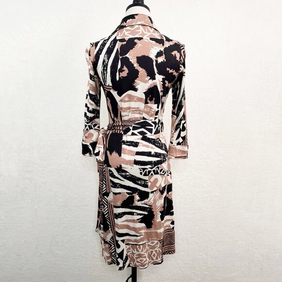 Vintage Diane Von Furstenberg Justin Wrap Dress Cream Silk Preppy Work Size 8 - Picture 5 of 12